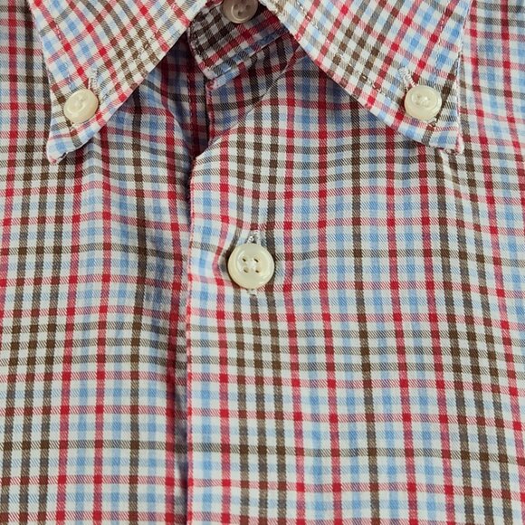 Peter Millar Men Large Multicolor Plaid Long Sleeve Button Up Shirt 100% Cotton - Picture 9 of 16
